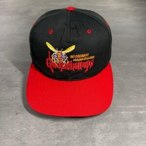 Vintage Goosebumps No Ordinary Human Snapback Hat Black Red 90s Horror Youth Kid